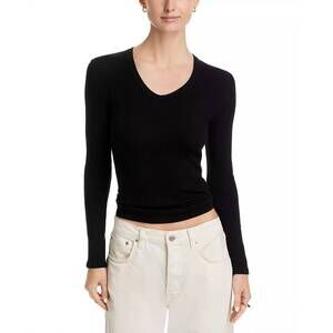 NEW PERFECTWHITETEE robyn luxe rib long sleeve top in true black